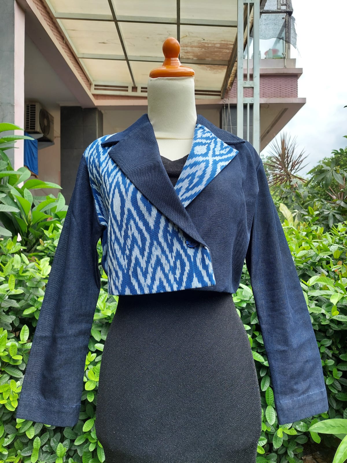 Crop Denim Ethnic Blazer